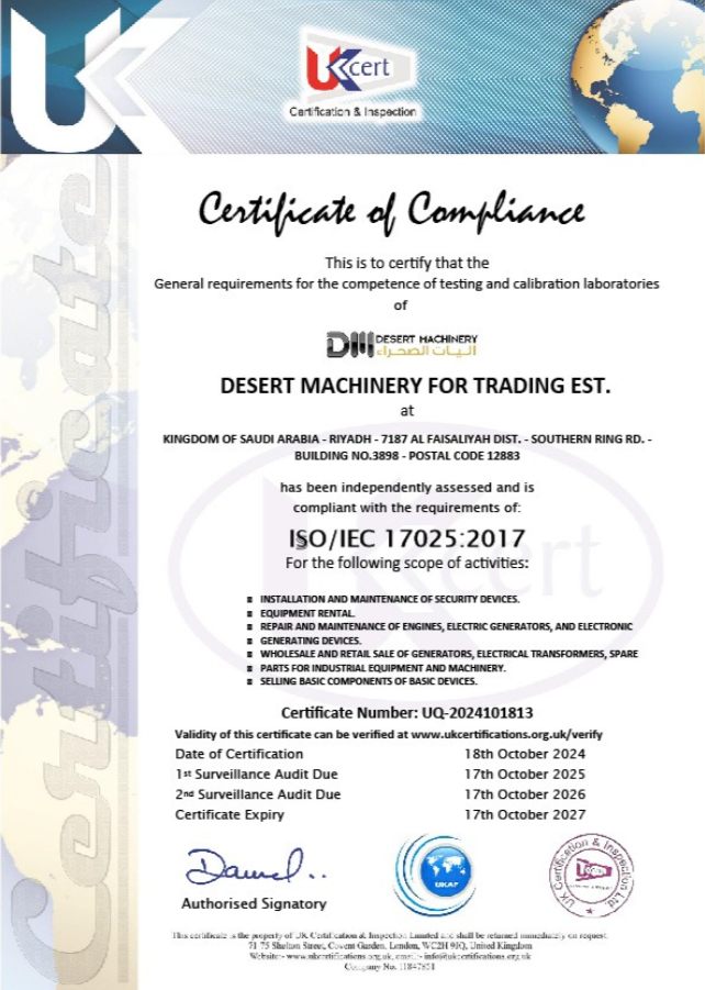 ISO/IEC 17025 Certificate