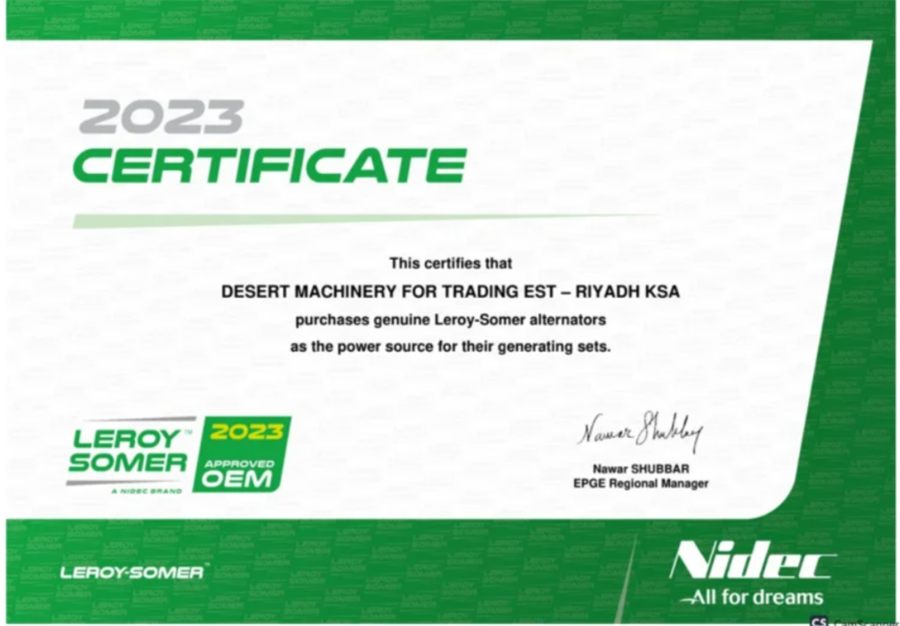 LEROY SOMER Certificate